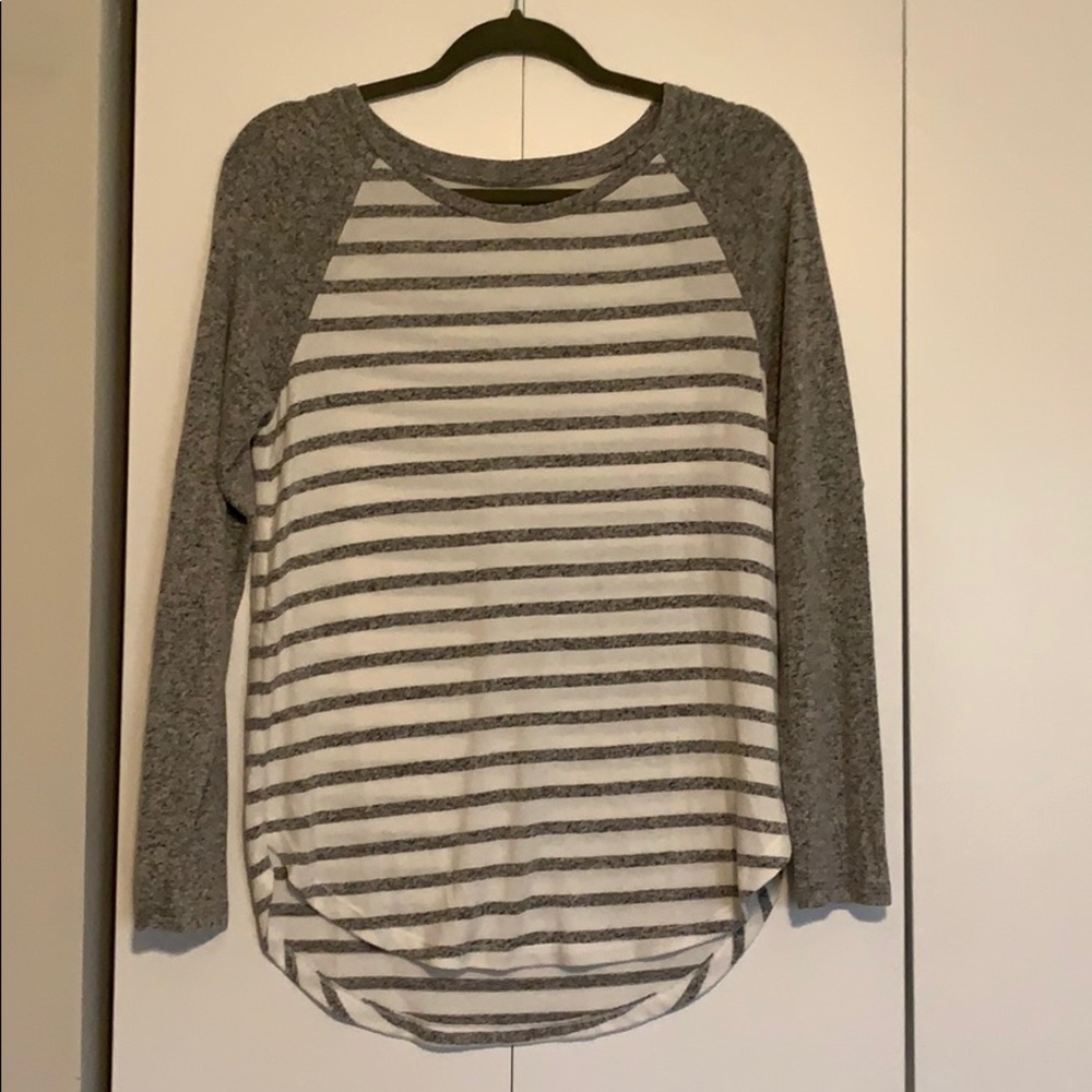 Gray and white striped shirt